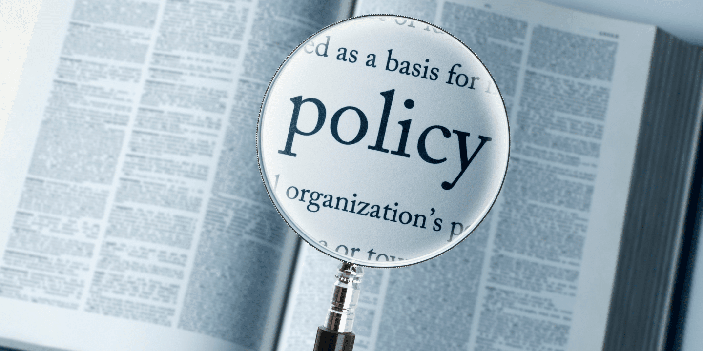 A book on policy formulation on the table