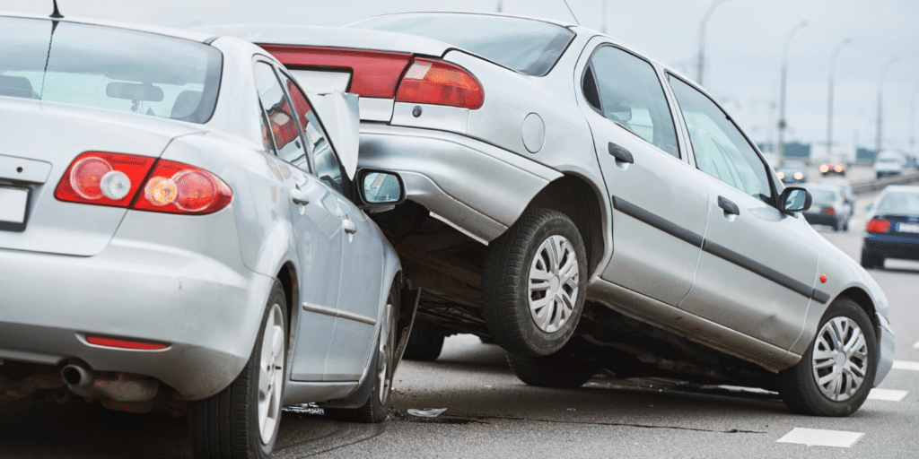 Accident on the highway by two cars