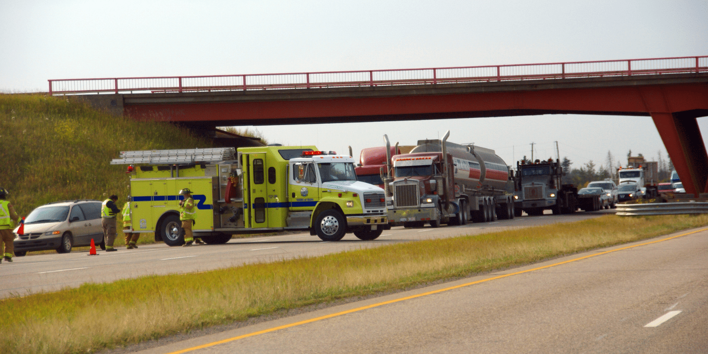 aftermath of truck accident at the accident scene