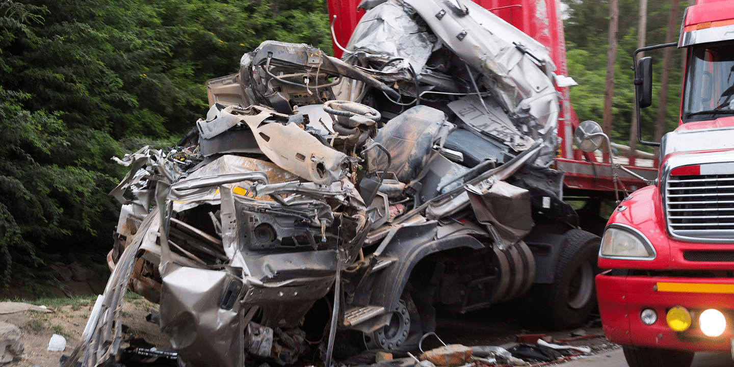 Two trucks involved in an accident